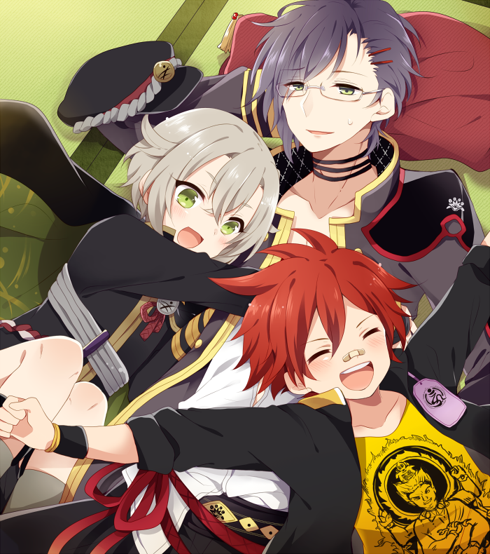 10s, 3boys, :d, ^_^, aizen_kunitoshi, akashi_kuniyuki, bad_id, bad_pixiv_id