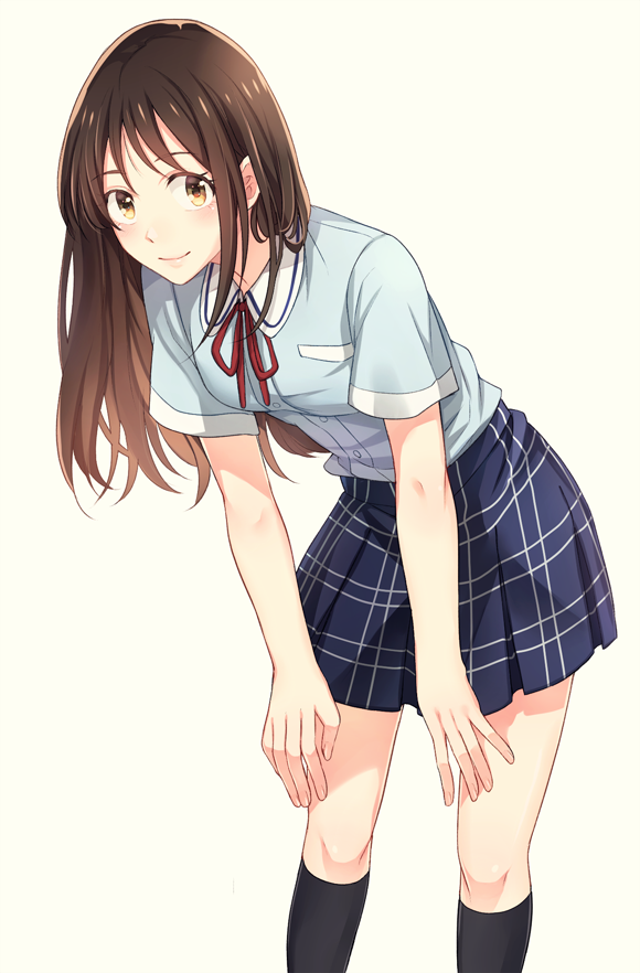 10s, 1girl, bad_id, bad_pixiv_id, bent_over, boku_dake_ga_inai_machi, brown_eyes, brown_hair