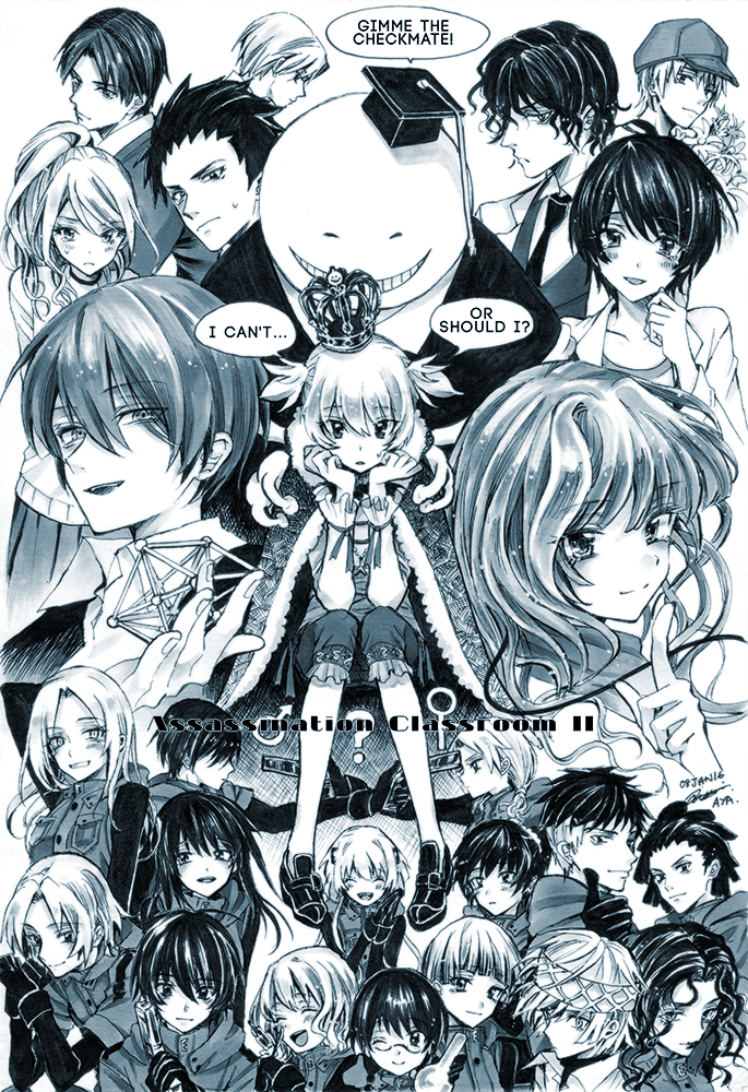 10s, 6+boys, 6+girls, akabane_karma, ansatsu_kyoushitsu, aya_carmine, blue_theme, chiba_ryuunosuke