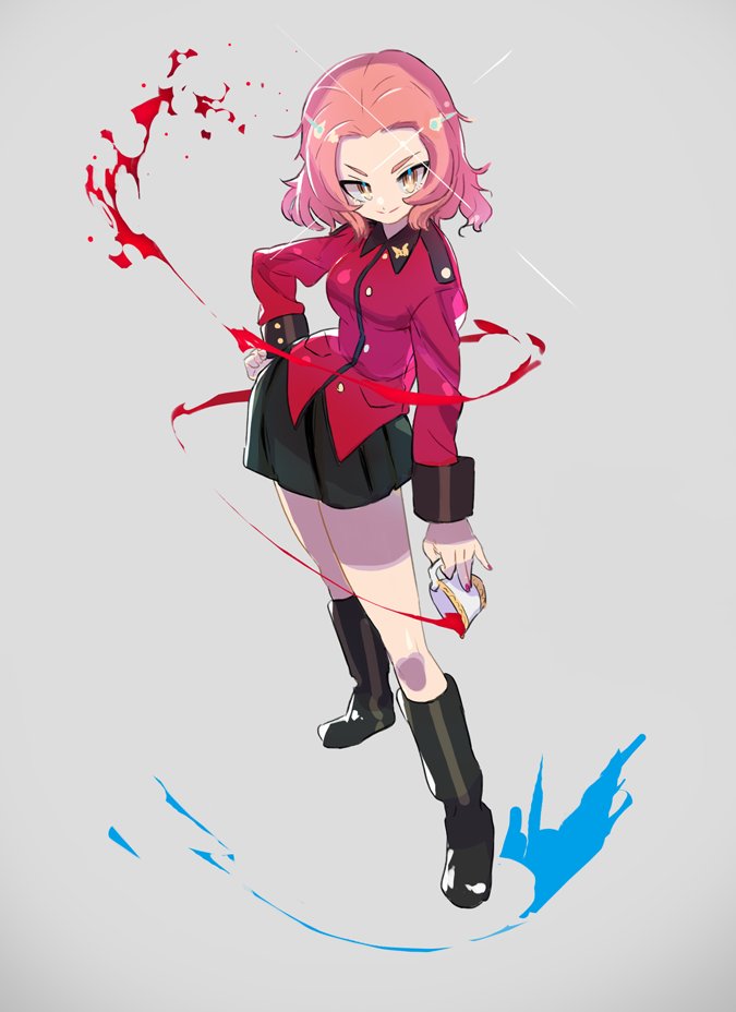 10s, 1girl, black_boots, boots, cuffs, cup, female_focus, forehead