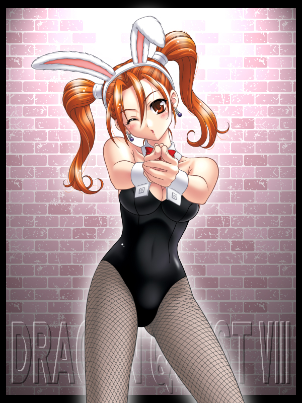 1girl, :o, animal_ears, blush, bow, bowtie, breasts, brick_wall