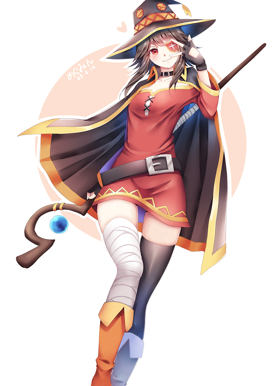 10s, 1girl, aged_up, bandaged_leg, bandages, belt, black_gloves, black_hair