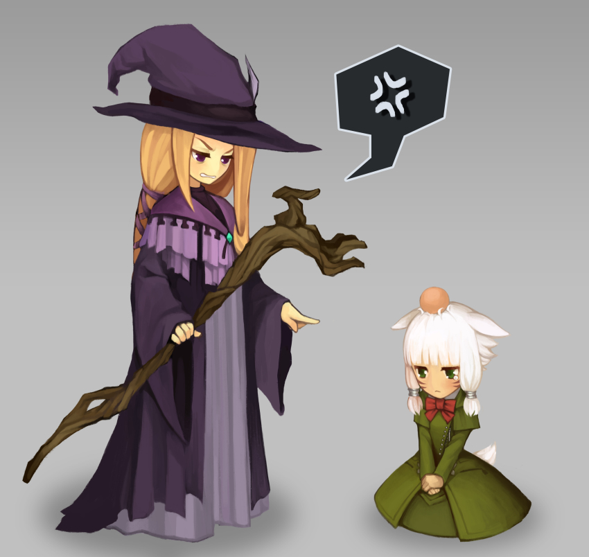 2girls, absurdres, angry, animal_ears, blonde_hair, facial_mark, final_fantasy, final_fantasy_xiv