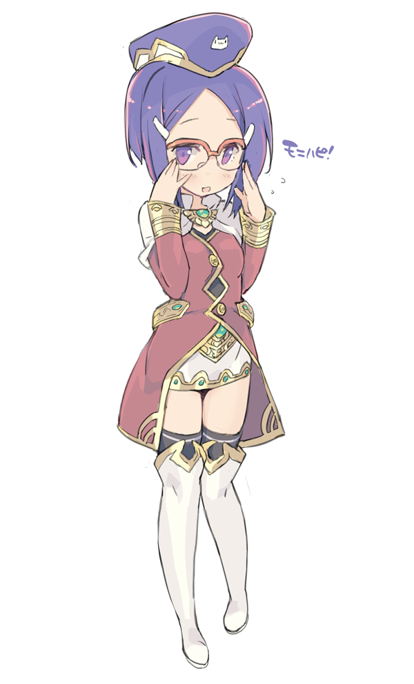 1girl, black_thighhighs, blade_(galaxist), blue_hair, blush, boots, female_focus, full_body