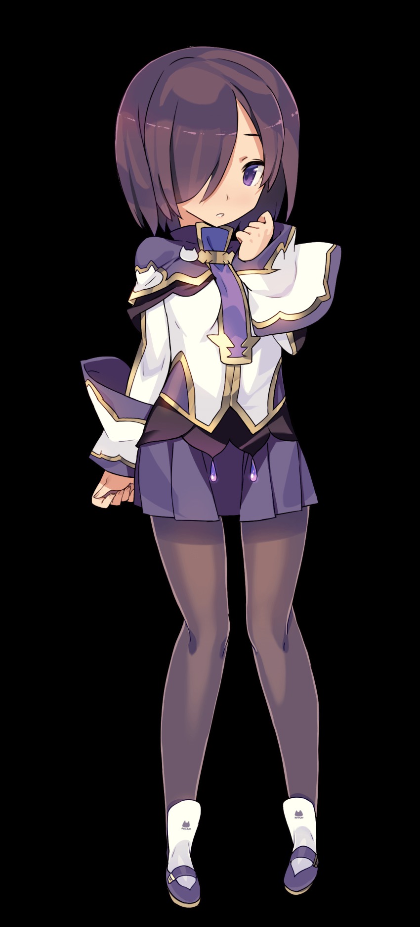 1girl, absurdres, black_pantyhose, blade_(galaxist), blush, female_focus, full_body, hair_over_one_eye