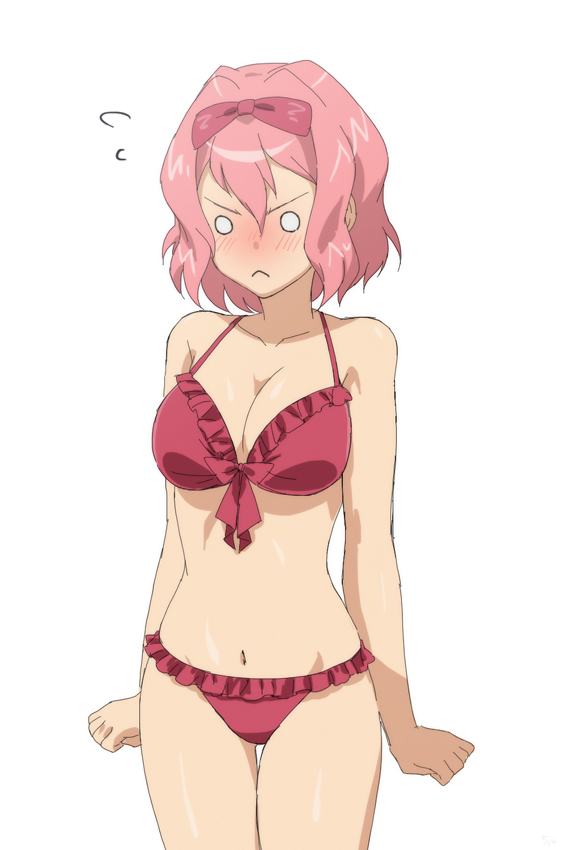 1girl, bad_id, bad_pixiv_id, bikini, blush, breasts, chiyo_(no3baki), cleavage