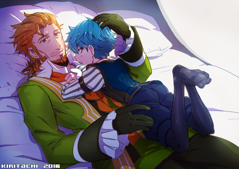 10s, 2boys, age_difference, bed, blue_hair, fate/extra, fate/extra_ccc, fate/grand_order, fate_(series), feet, hans_christian_andersen_(fate), krtt, male_focus, multiple_boys, size_difference, tagme, william_shakespeare_(fate), yaoi