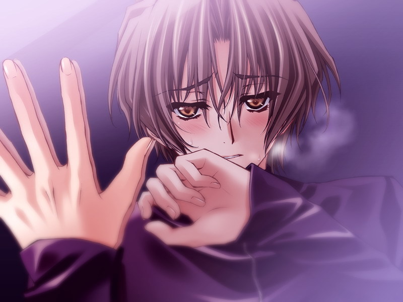 1boy, blue_theme, brown_eyes, brown_hair, carnelian, cross, gakuran, game_cg