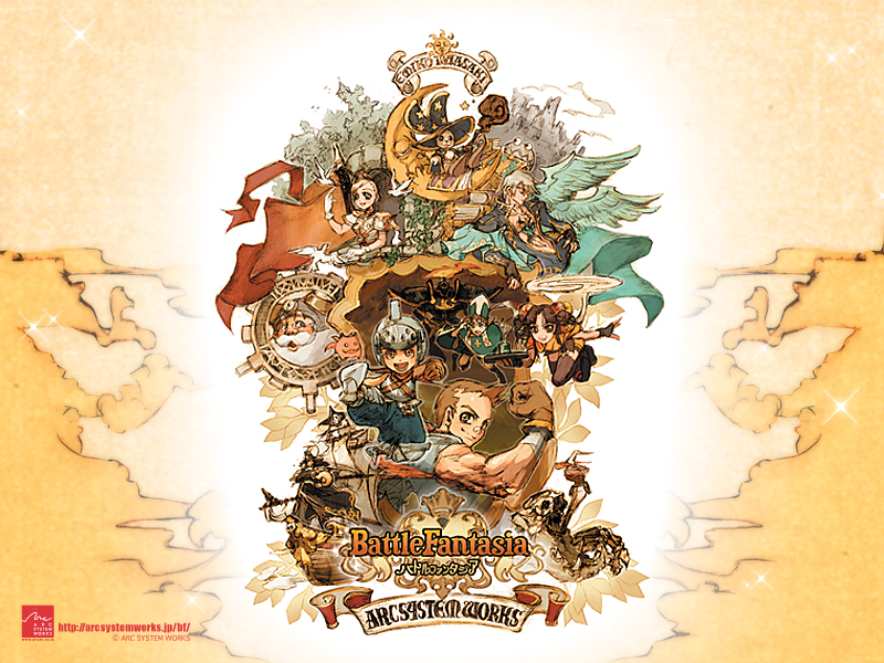 arc_system_works, ashley_loveless, battle_fantasia, bird, cedric_ward, coyori, deathbringer_(battle_fantasia), donvalve_du_don, face_(battle_fantasia), fighter, freed_velez, iwasaki_emiko, marco_van_de_land, moon, olivia_von_roselia, princess, urs_van_de_land, waitress, warrior, watson_livingston, wizard