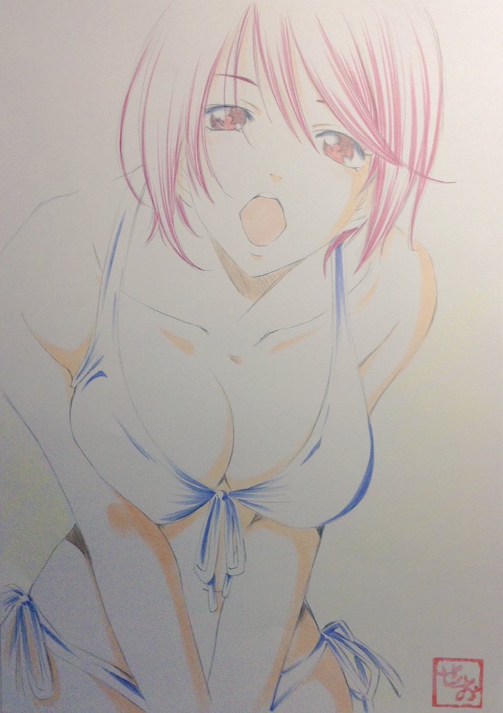 10s, 1girl, aoi_fuuka, bare_shoulders, bikini, breasts, cleavage, female_focus