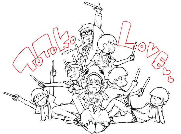 10s, 1girl, 6+boys, alternate_costume, bad_id, bad_twitter_id, bespectacled, bowl_cut