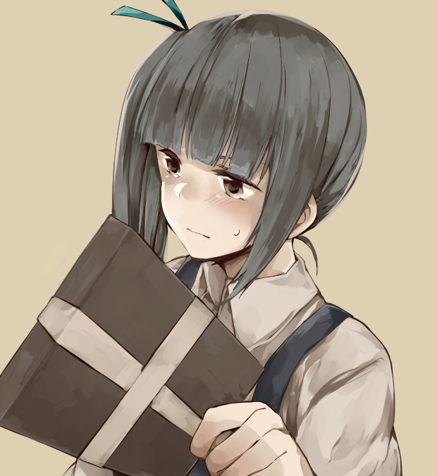 10s, 1girl, brown_eyes, female_focus, gift, kantai_collection, kasumi_(kancolle), kasumi_kai_ni_(kancolle)