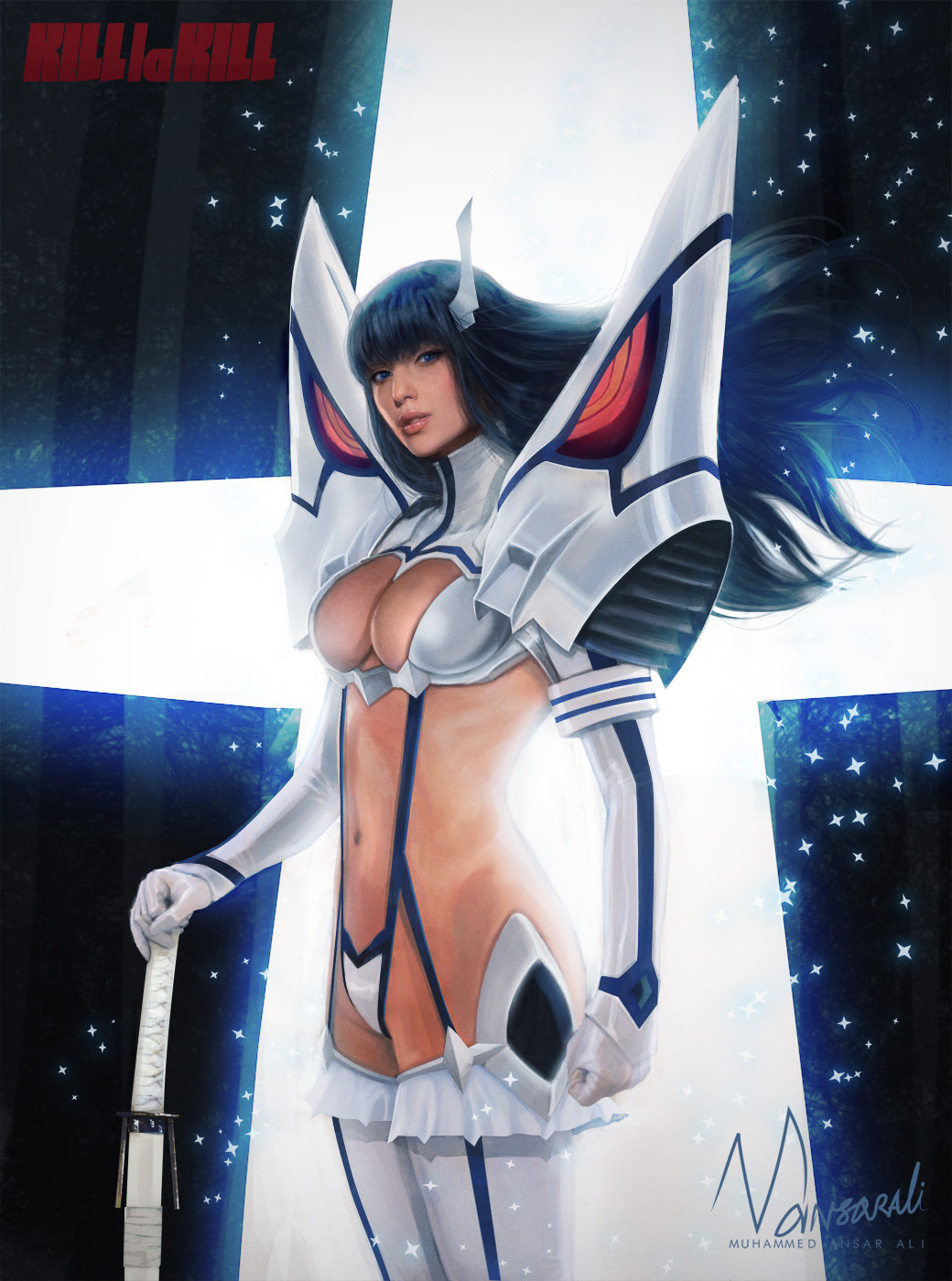 10s, 1girl, artist_name, black_hair, breasts, cleavage, female_focus, highres