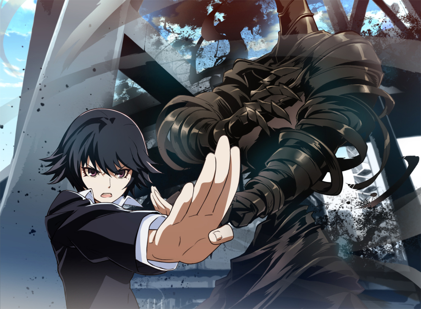 10s, 1girl, ajin_(sakurai_gamon), black_hair, black_jacket, brown_eyes, dress_shirt, formal_clothes