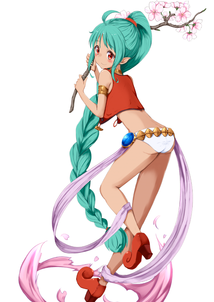 10s, 1girl, ame., ass, bikini, bikini_bottom_only, blue_hair, blush