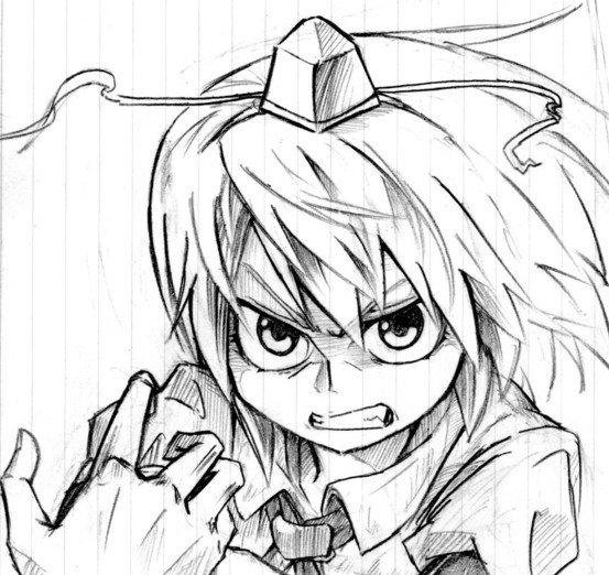 1girl, angry, clenched_teeth, desaku, female_focus, greyscale, grinding_teeth, hat