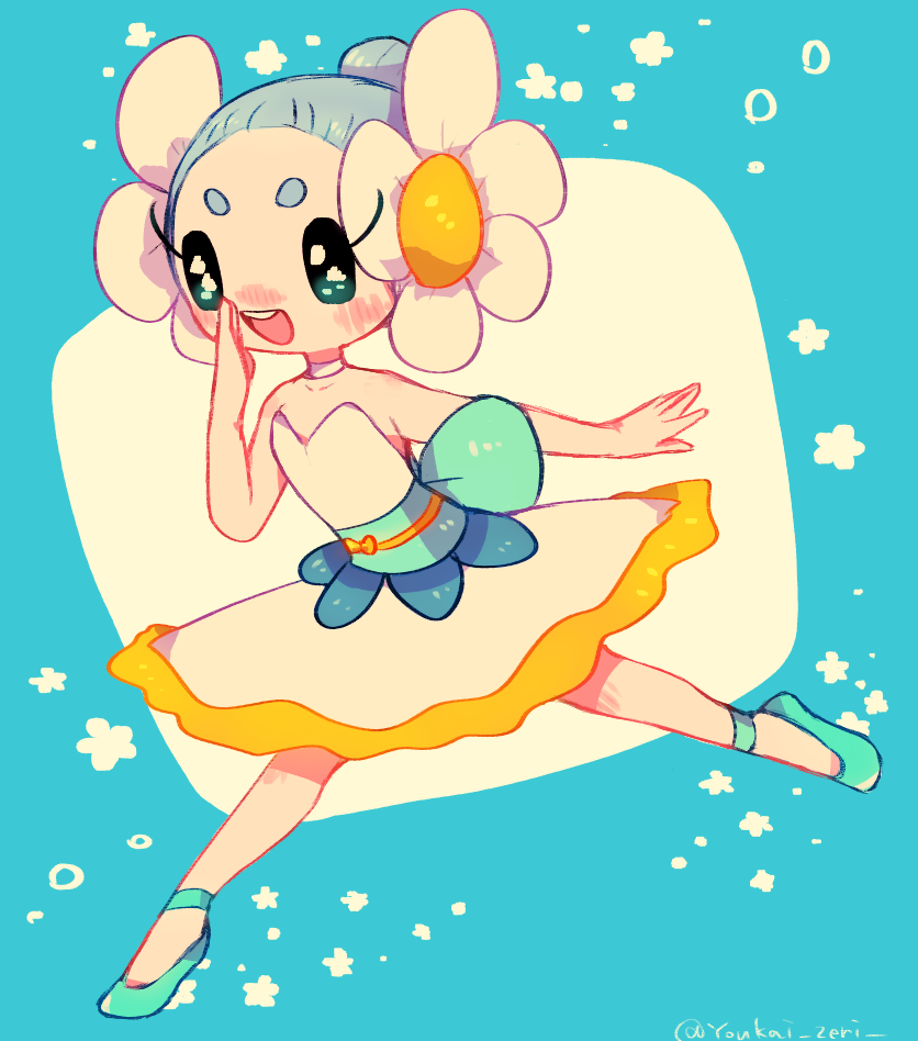 10s, 1girl, aqua_hair, bad_id, bad_pixiv_id, blush, female_focus, flat_color