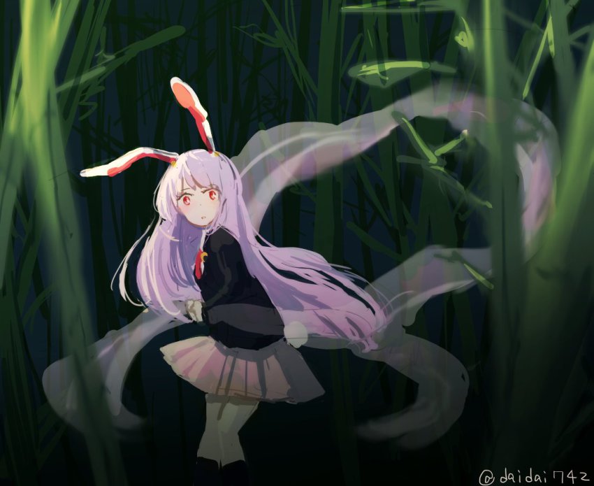 1girl, animal_ears, bamboo, bamboo_forest, blazer, daidai_(nana1234567), female_focus, forest