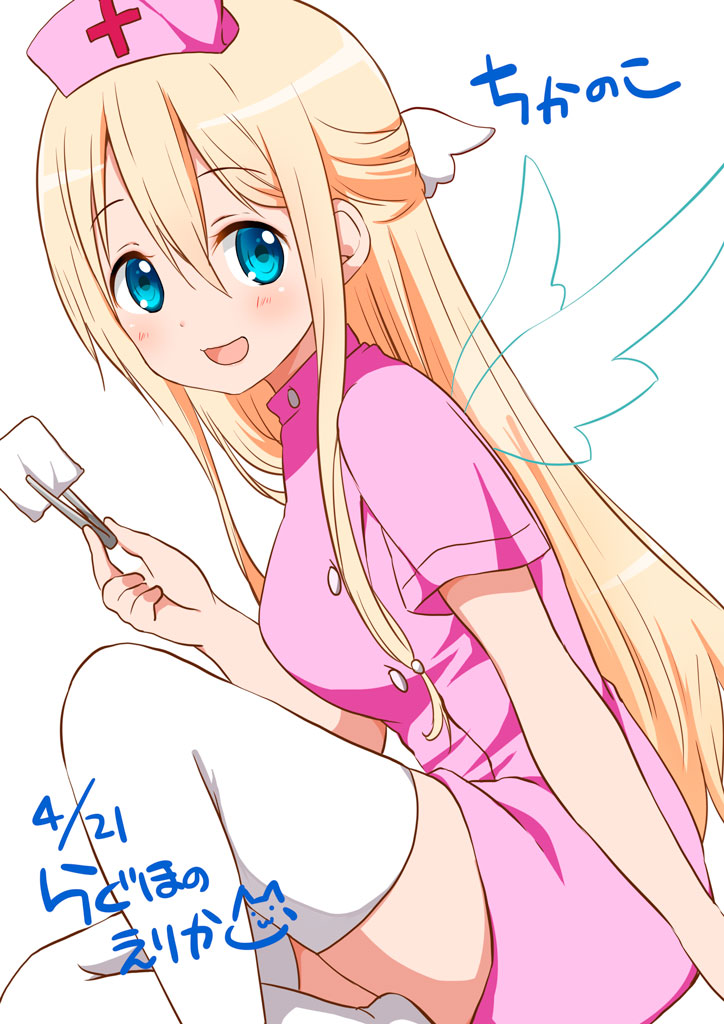 1girl, amatsuka_poi, angel, artist_name, bad_id, bad_pixiv_id, blonde_hair, blue_eyes