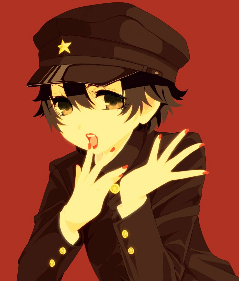 1boy, androgynous, black_hair, brown_eyes, buttons, eyelashes, finger_to_mouth, gakuran
