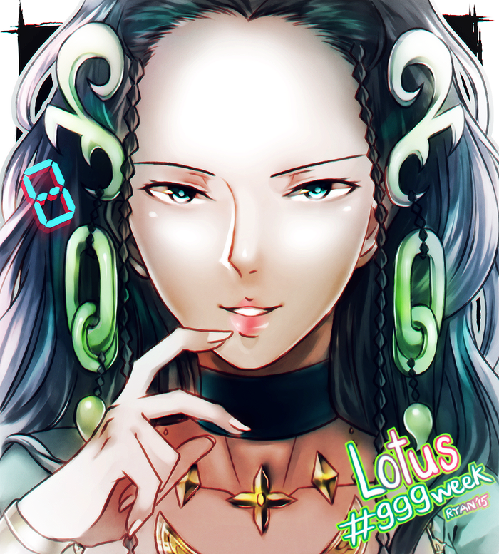 1girl, black_hair, blue_eyes, braid, female_focus, finger_to_mouth, kyokugen_dasshutsu, kyokugen_dasshutsu:_9_jikan_9_nin_9_no_tobira