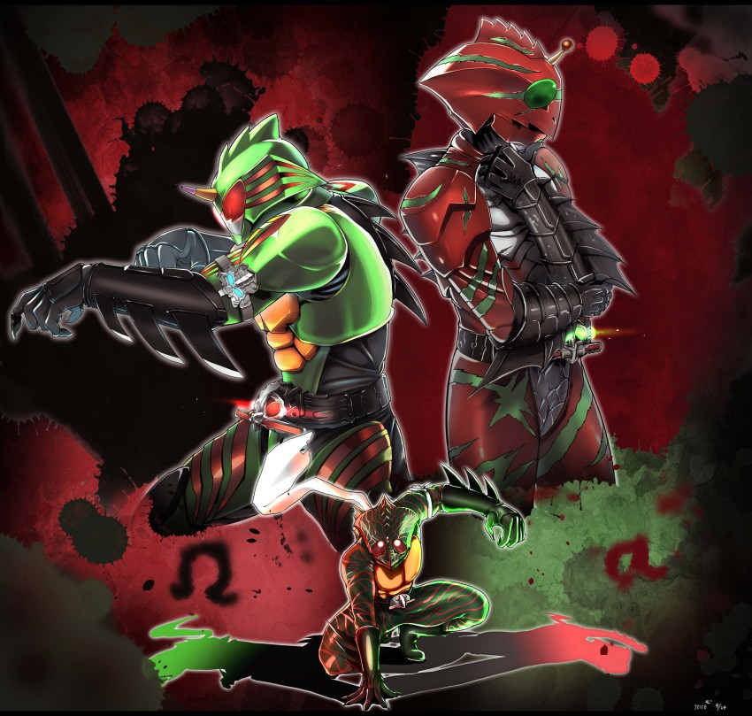 3boys, absurdres, armor, belt, bracelet, ebi_(il14021), highres, jewelry