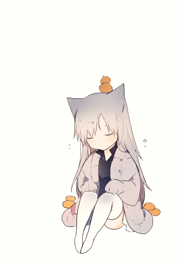 1girl, animal_ears, black_shirt, blush, brown_jacket, cat_ears, chibi, closed_eyes