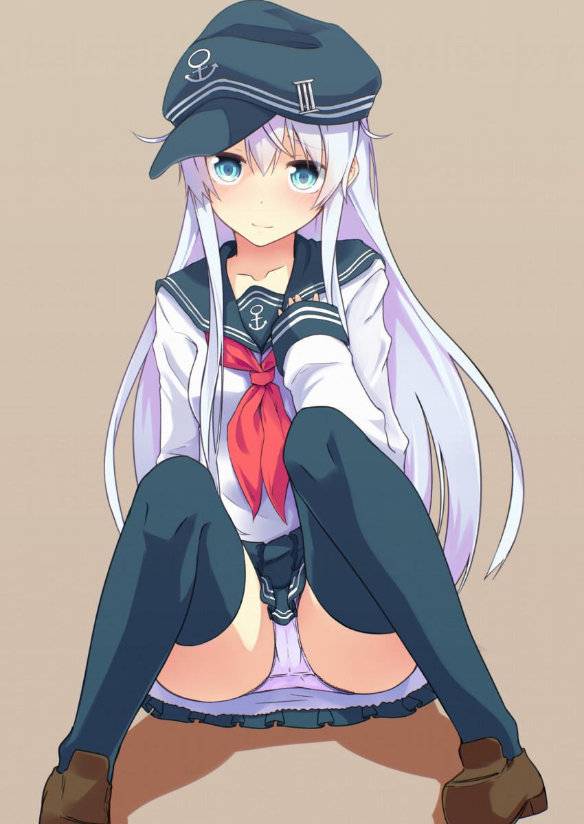 10s, 1girl, anchor_symbol, aqua_eyes, aqua_hair, arm_support, beige_background, black_skirt