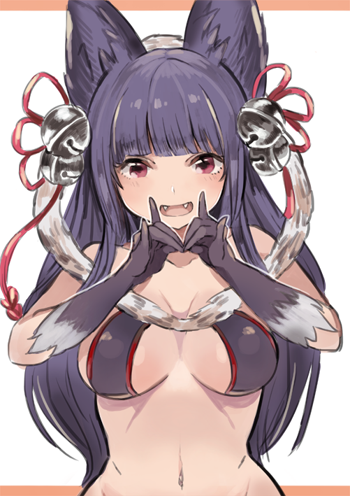 10s, 1girl, :d, animal_ears, bell, blush, breasts, erune
