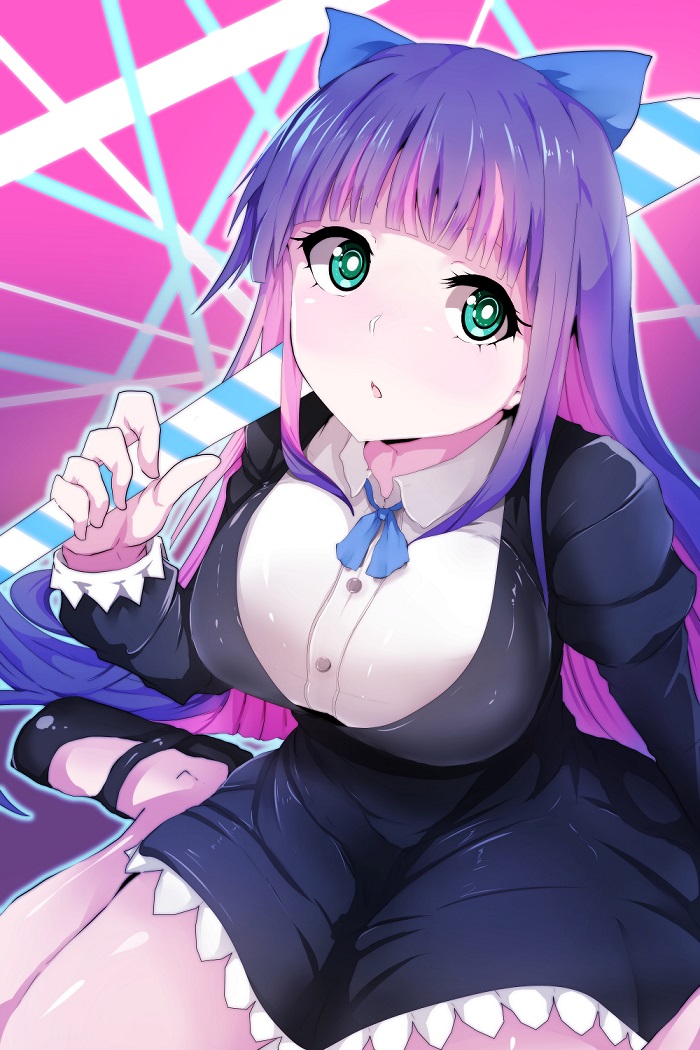 10s, 1girl, :o, bad_id, bad_pixiv_id, bare_legs, black_dress, blunt_bangs