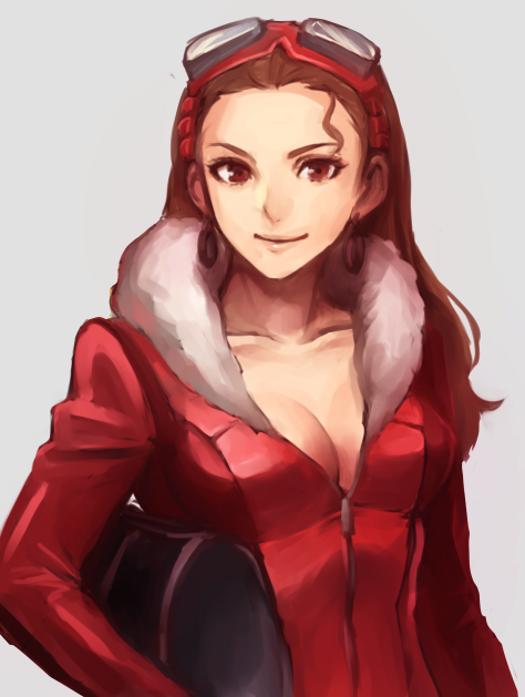 1girl, ace_attorney, bad_id, bad_pixiv_id, breasts, brown_hair, cleavage, desiree_delite