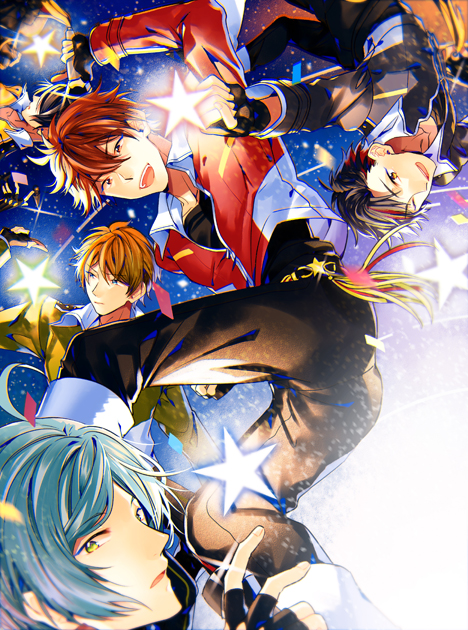 10s, 5boys, black_hair, blonde_hair, blue_hair, brown_hair, ensemble_stars!, fingerless_gloves