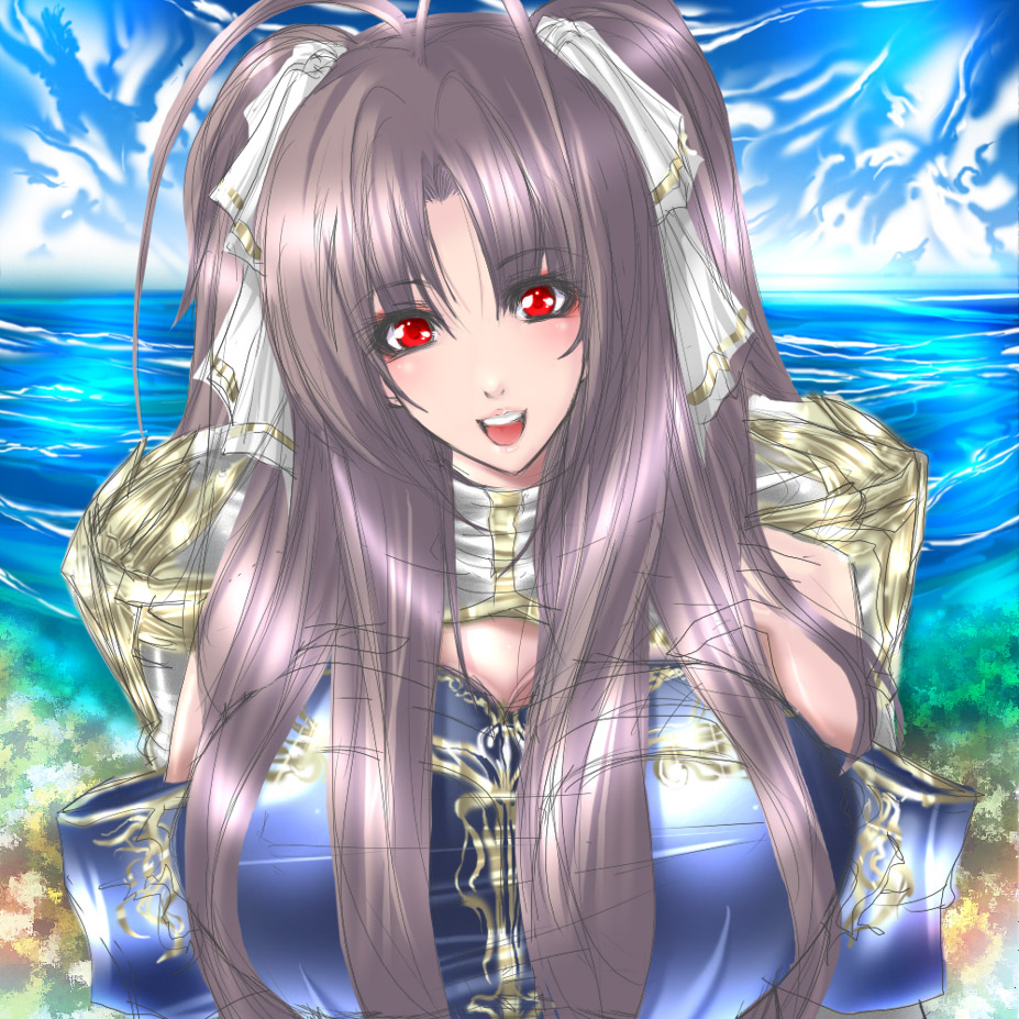 1girl, arch_bishop_(ragnarok_online), breasts, brown_hair, female_focus, holding, huge_breasts, juri_(shiningred)