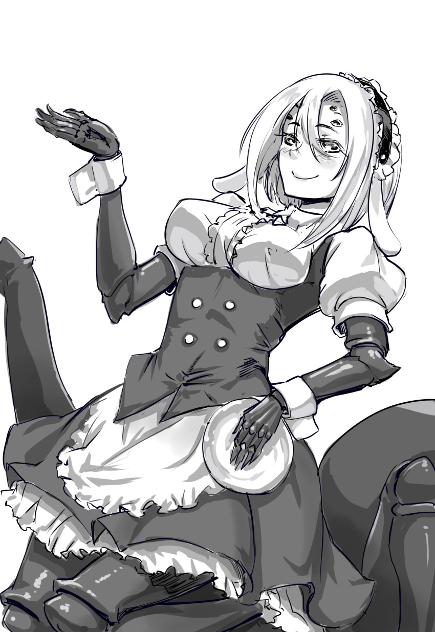 1girl, absurdres, alternate_breast_size, alternate_costume, arachne, arthropod_girl, breasts, carapace