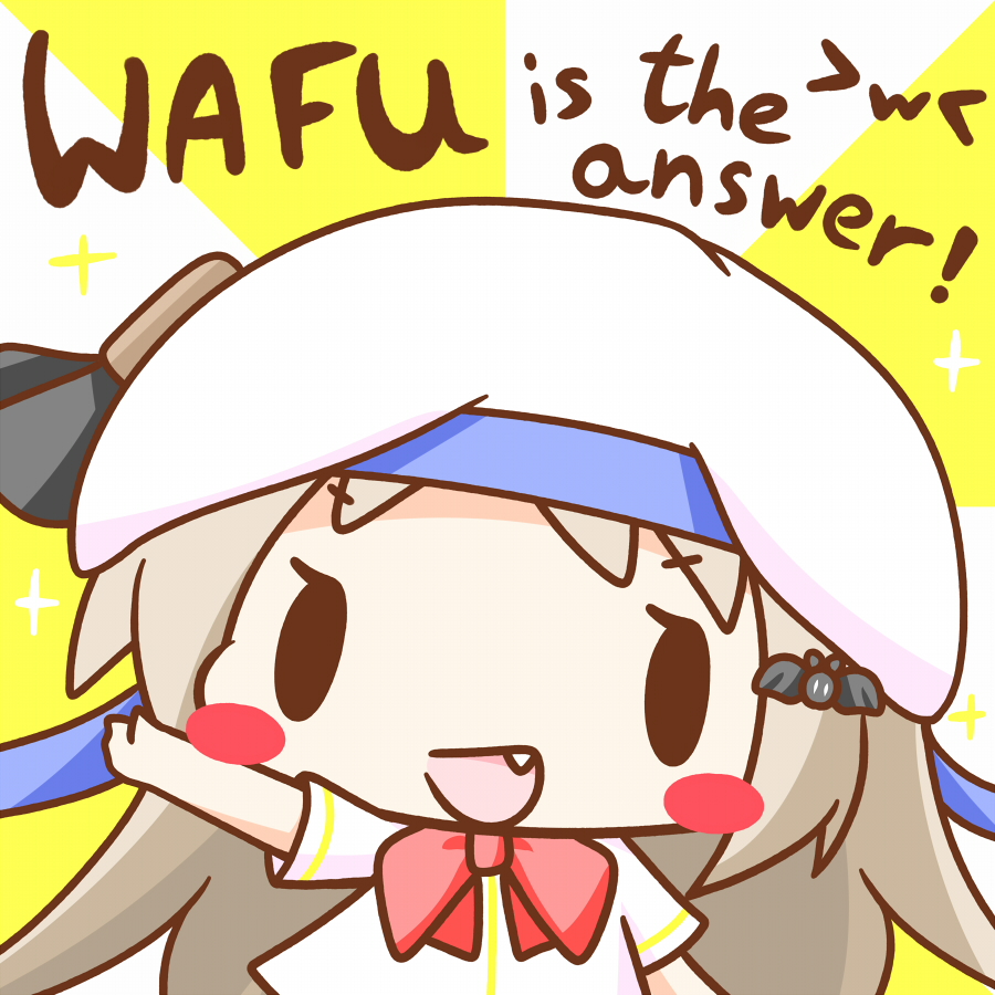1girl, bat_hair_ornament, beret, blush_stickers, bow, catchphrase, english_text, female_focus