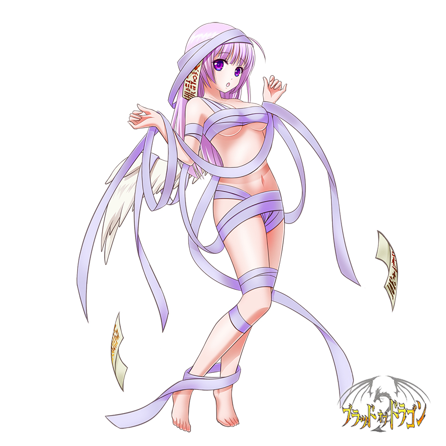 1girl, angel, angel_wings, bandages, mummy, musora, original, pink_hair