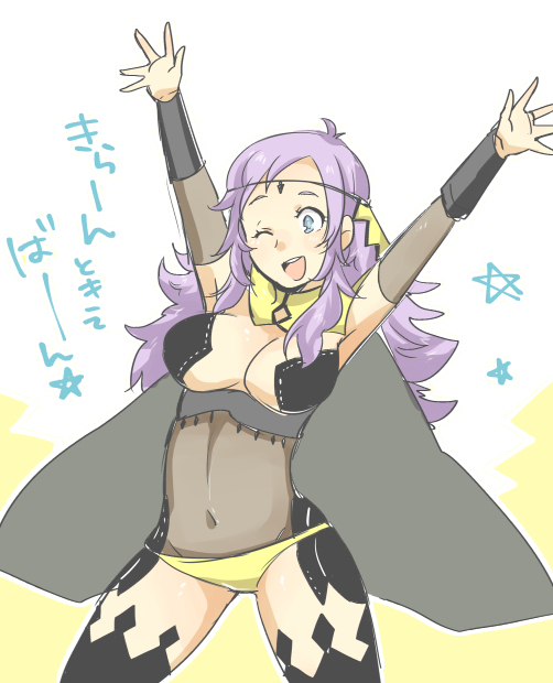 1girl, ;d, arms_up, breasts, female_focus, fire_emblem, fire_emblem_fates, image_sample
