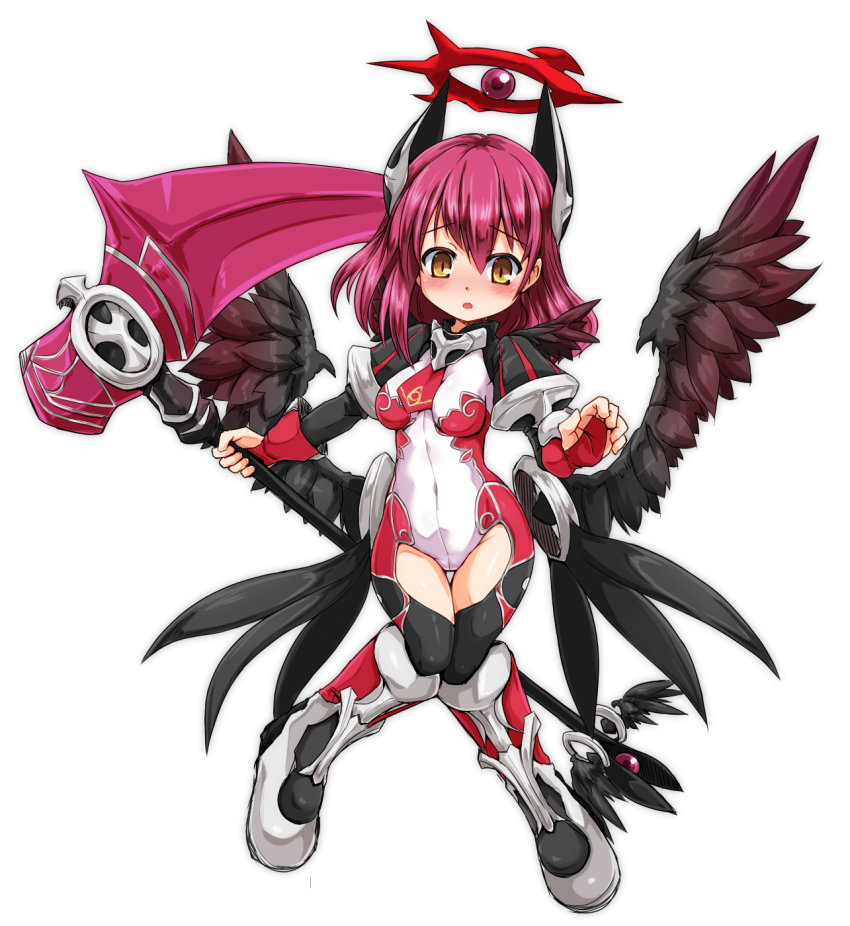 1girl, blush, bodysuit, breasts, emil_chronicle_online, female_focus, halo, headgear