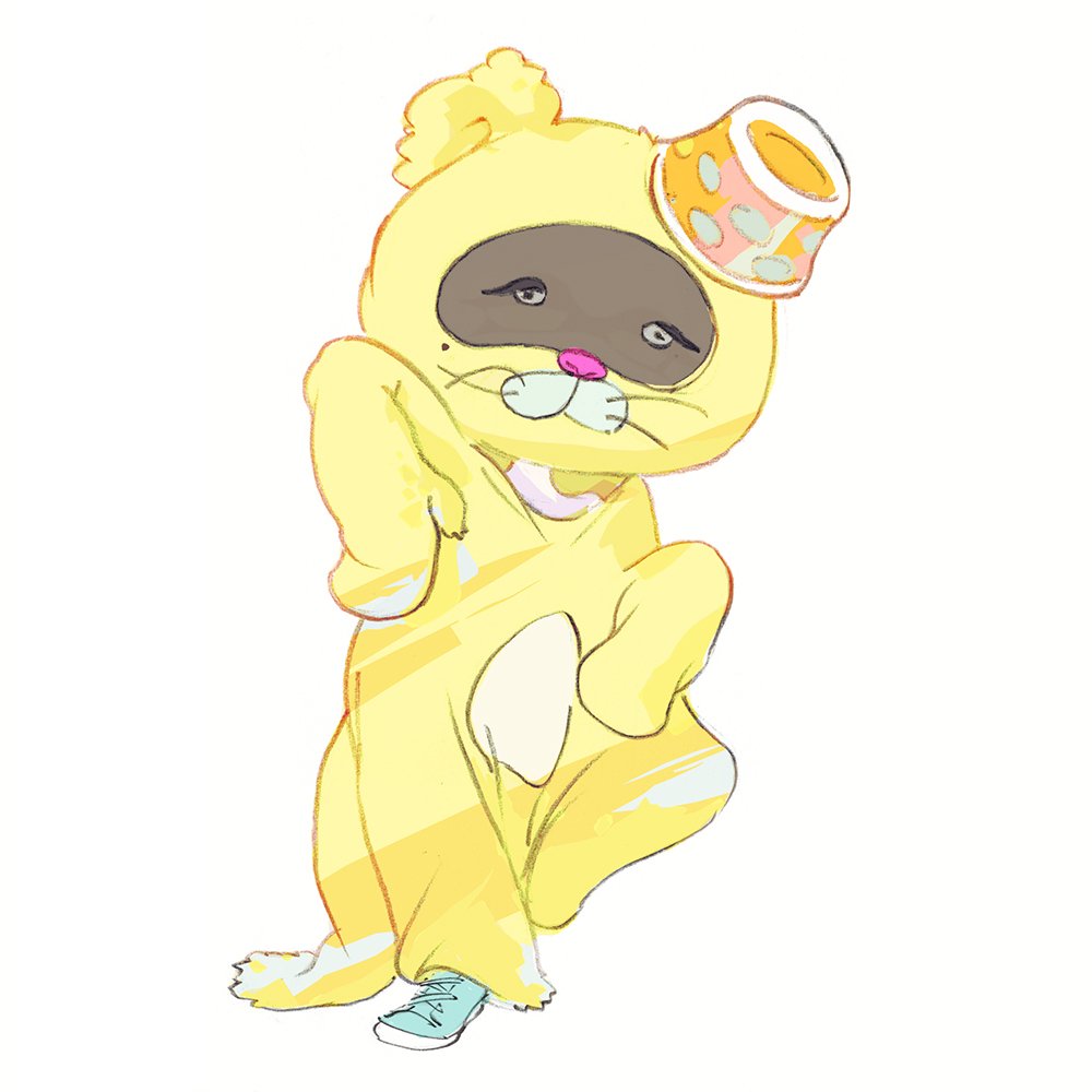 1girl, animal_costume, eyelashes, female_focus, full_body, inkling, long_sleeves, marie_(costume_party)_(splatoon)