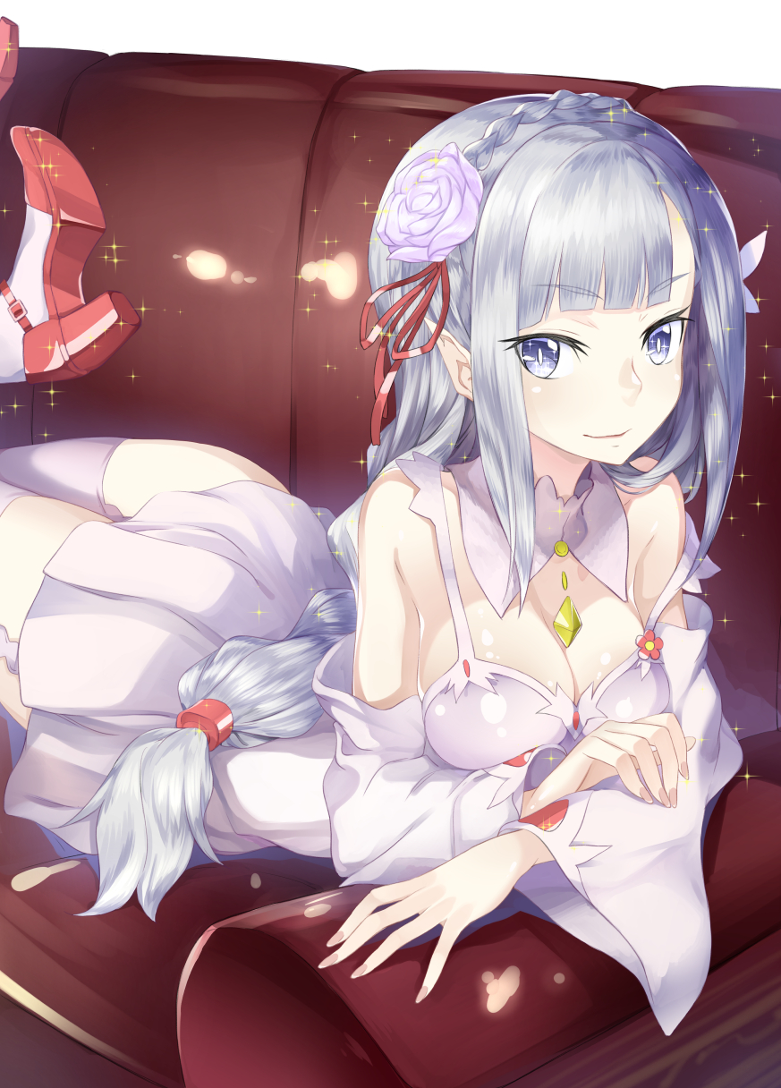 10s, 1girl, bad_id, bad_pixiv_id, bare_shoulders, blue_eyes, braid, breasts