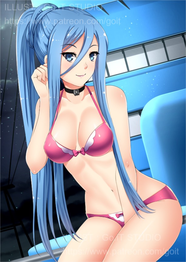 10s, 1girl, aoki_hagane_no_arpeggio, bikini, blue_eyes, blue_hair, female_focus, go-it