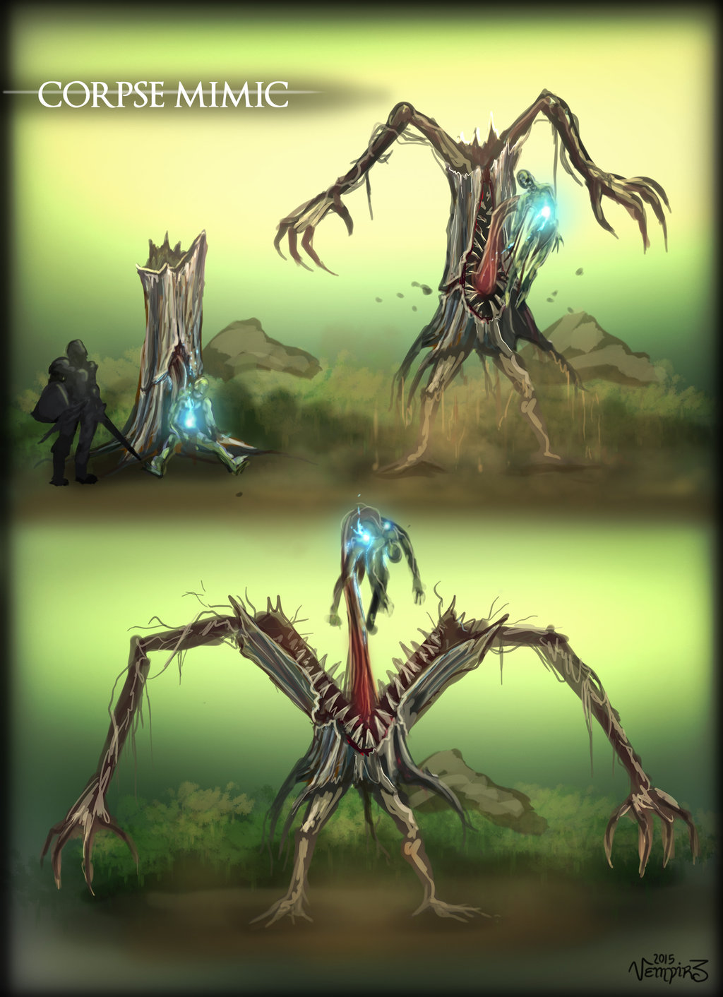 2015, armor, dark_souls_(series), dark_souls_i, highres, long_tongue, mimic, monster