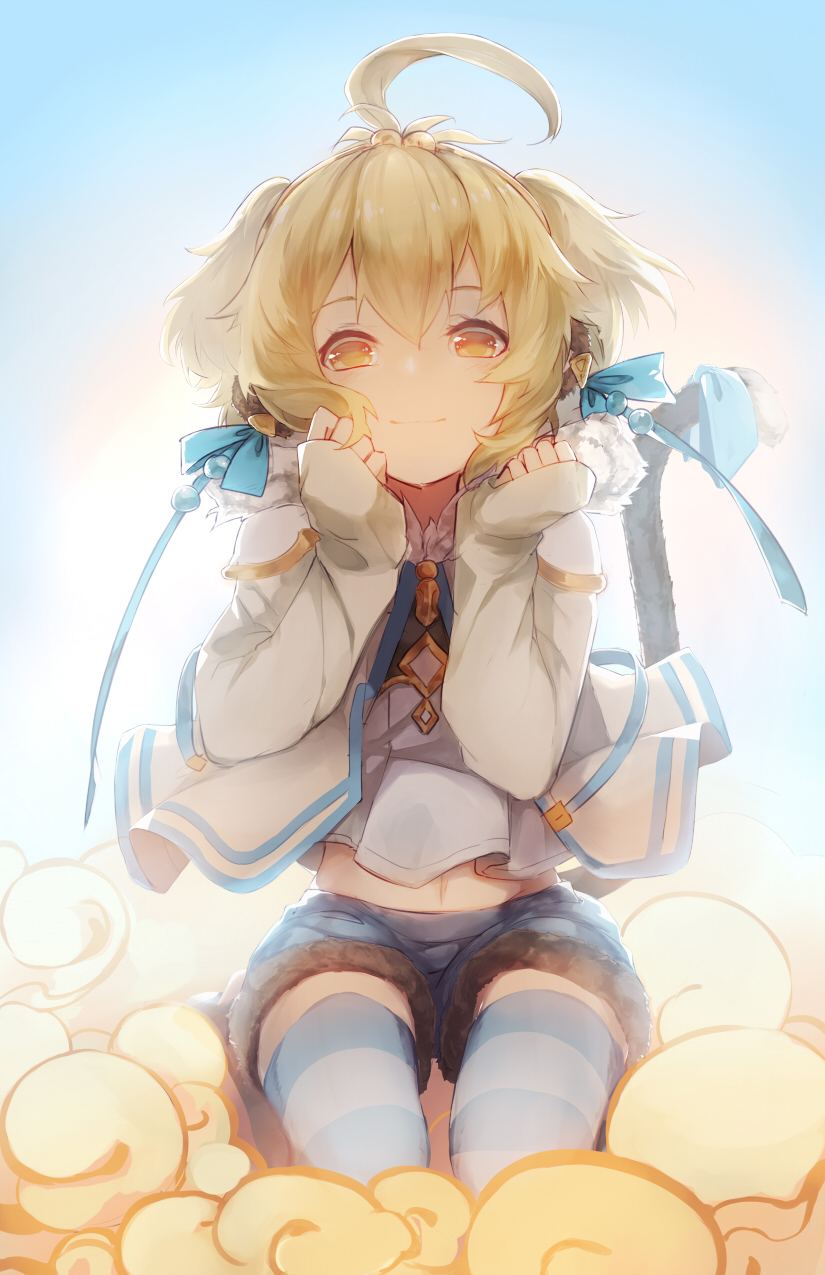 10s, 1girl, aeror, ahoge, andira_(flower_frolic)_(granblue_fantasy), andira_(granblue_fantasy), animal_ears, blonde_hair