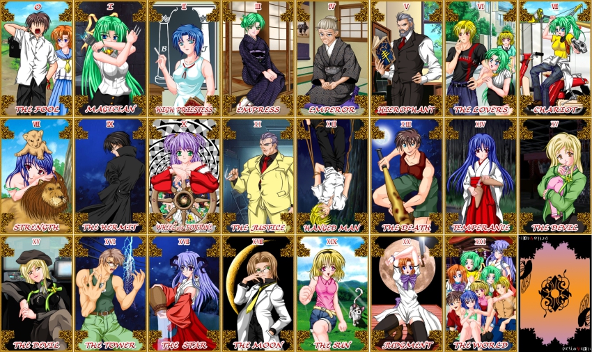00s, 6+boys, 6+girls, akasaka_mamoru, card_(medium), chie_rumiko, everyone, furude_rika, hanyuu, highres, higurashi_no_naku_koro_ni, houjou_satoko, houjou_satoshi, irie_kyousuke, maebara_keiichi, multiple_boys, multiple_girls, ooishi_kuraudo, oyashiro-sama, panties, pantyhose, poorly_drawn, ryuuguu_rena, siblings, sisters, sonozaki_akane, sonozaki_mion, sonozaki_oryou, sonozaki_saburou, sonozaki_shion, spoilers, takano_miyo, tarot, tarot_(medium), tarot_set, tomitake_jirou, twins, underwear