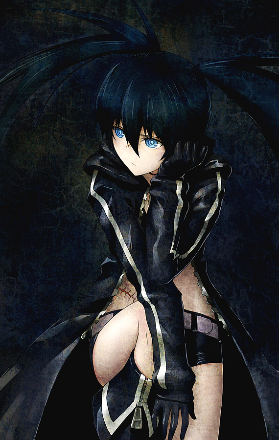 10s, 1girl, belt, black_boots, black_gloves, black_hair, black_rock_shooter, black_rock_shooter_(character)
