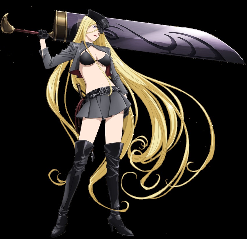 10s, 1girl, bishamonten_(noragami), black_boots, black_bra, black_gloves, black_hat, blonde_hair