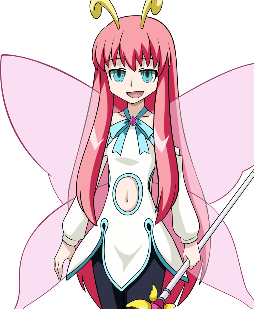 00s, 1girl, butterfly_wings, derivative_work, fairy_wings, female_focus, highres, hiratsuka_raichou, insect_wings, kyouran_kazoku_nikki, long_hair, magical_girl, non-web_source, pantyhose, solo, transparent_background, vector_trace, very_long_hair, wand, wings