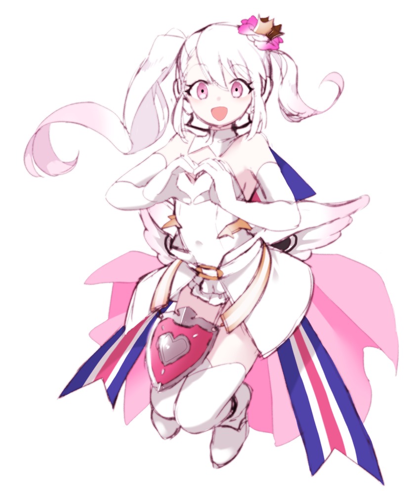 1girl, :d, caligula_(game), caligula_(series), crown, dress, female_focus, heart