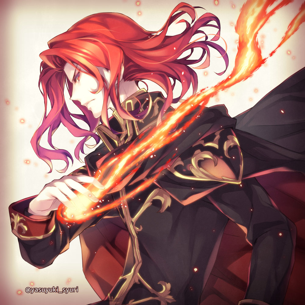 1boy, armor, armored_dress, arvis_(fire_emblem), black_cape, black_shirt, cape, dress