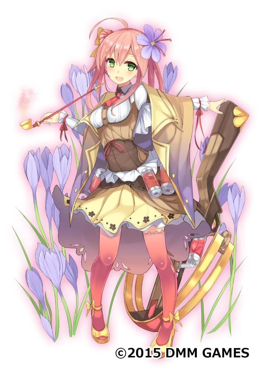 1girl, ahoge, cape, crocus_(flower), dreamlight2000, female_focus, flower, flower_knight_girl